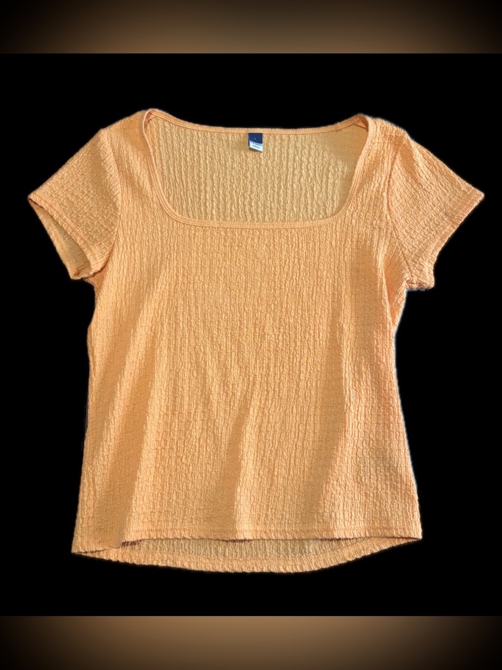 Old Navy Size: L Women's Peach Square-Neck Textured Tee